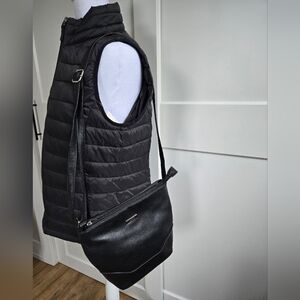 Roots Black Leather Crossbody Bag/purse